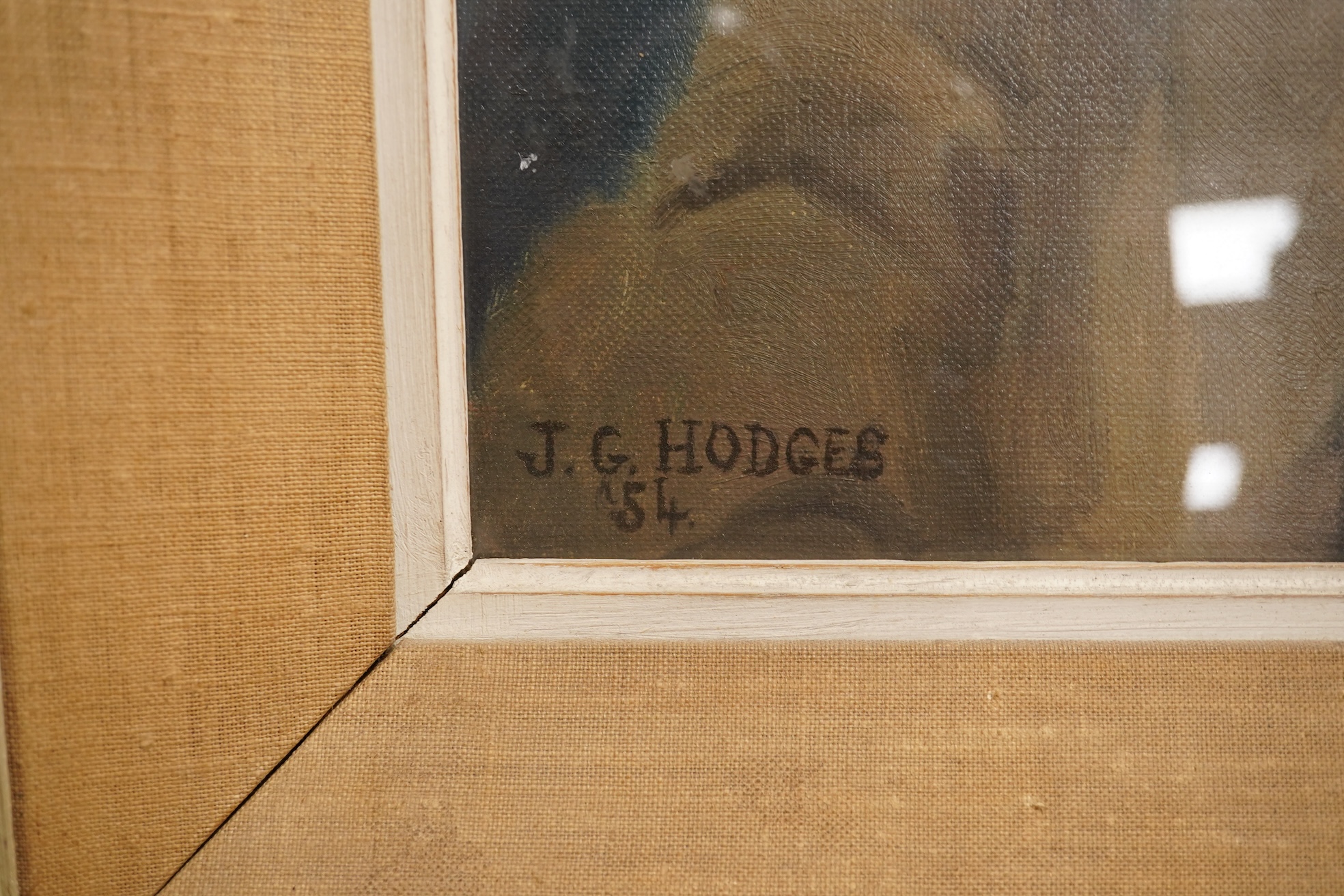 J G Hodges, Portrait of a gentleman, mid century oil on canvas, signed and dated '54, 59 x 49cm